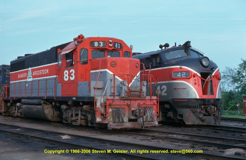 BAR`83[GP38]`& F3 42`Bangor,ME`19760600`{86000028}